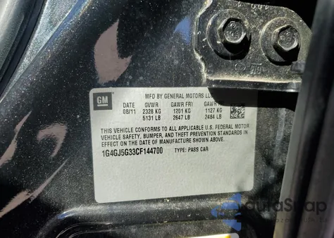 2012 Buick Lacrosse Touring из США, поврежденный, VIN 1G4GJ5G33CF144700